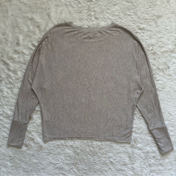 Joah Brown Top Vital Long Sleeve Ribbed Neutral Sz One Size - Picture 4 of 13